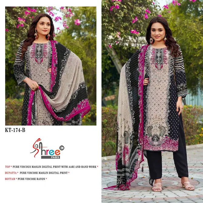 Kt 174 By Shree Fabs Viscose Printed Designer Salwar Suits Wholesale In India